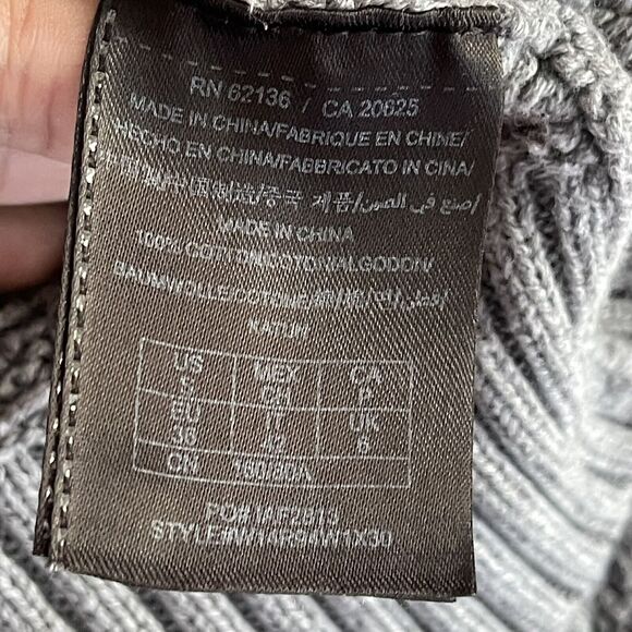 Guess Y2K Gray Sweater Top S Wide Neck Long Sleeves Open Knit Cotton Womens - Picture 8 of 8